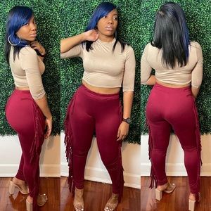 Ladies fitted fringe leggings